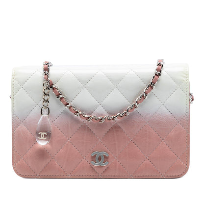 Chanel Ombre Patent and Aged Calfskin Crystal Wallet On Chain