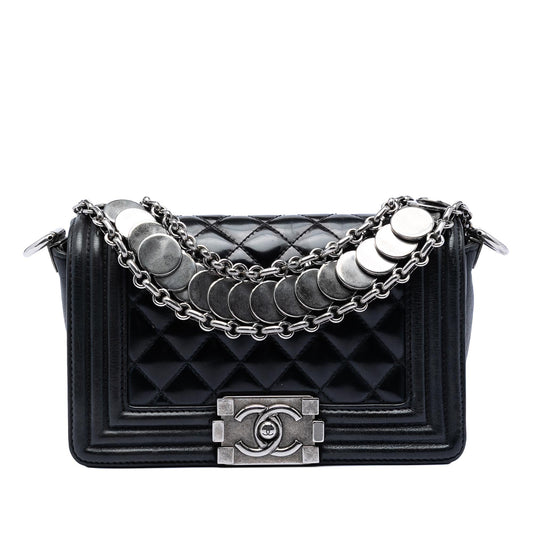 Chanel Paris Bombay Small Quilted Patent Medallion Embellished Boy Flap