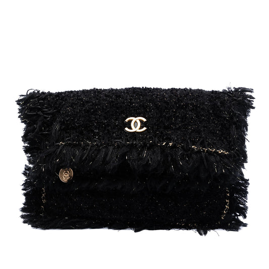 Chanel Paris Cosmopolite Tweed Fringe Clutch