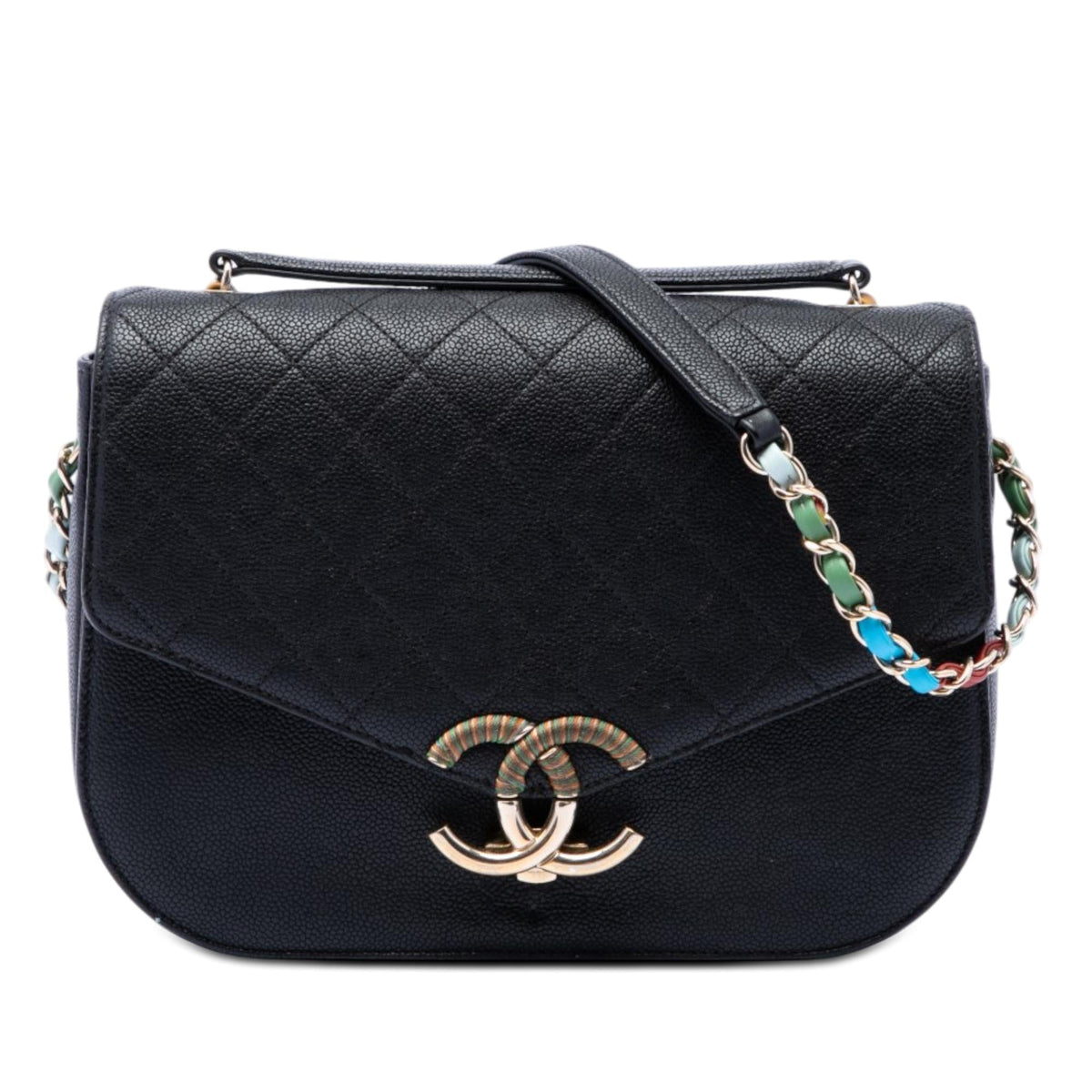 Chanel Paris Cuba Medium Quilted Caviar Thread Around Flap