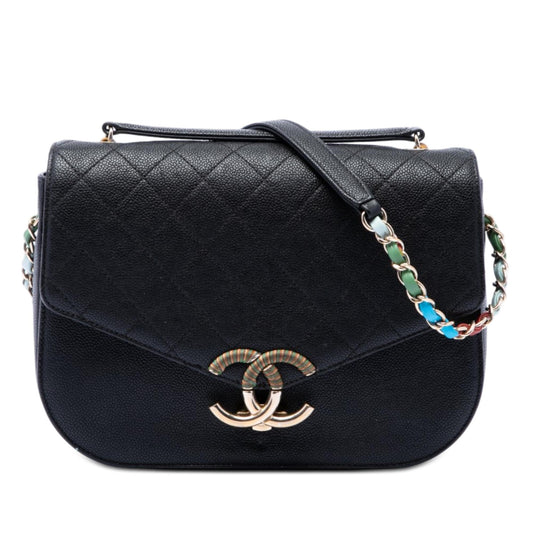 Chanel Paris Cuba Medium Quilted Caviar Thread Around Flap