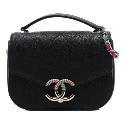 Chanel Paris Cuba Medium Quilted Caviar Thread Around Flap