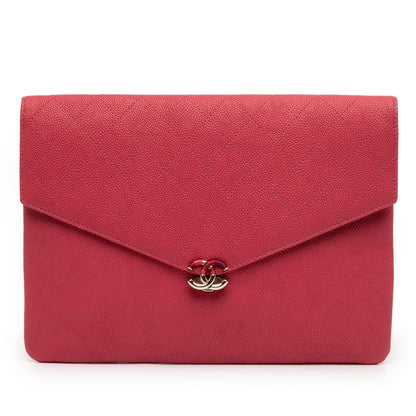 Chanel Paris Cuba Quilted Caviar Thread Around Envelope Clutch