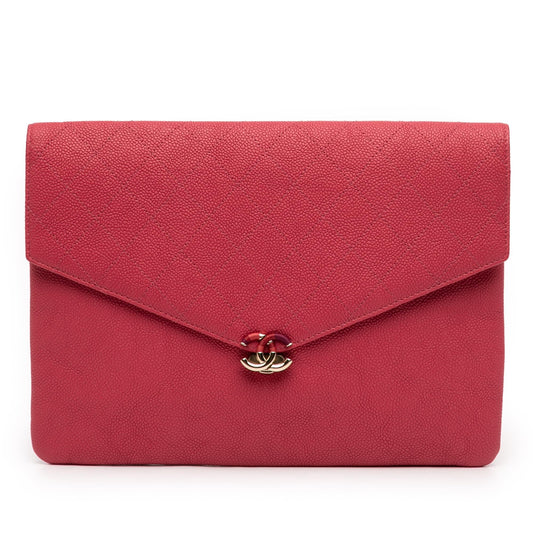 Chanel Paris Cuba Quilted Caviar Thread Around Envelope Clutch