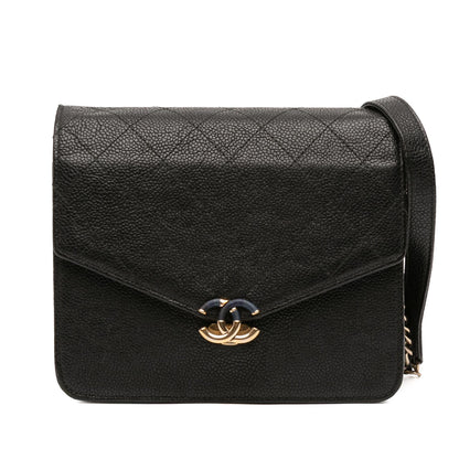 Chanel Paris Cuba Square Quilted Caviar Thread Around Wallet On Chain