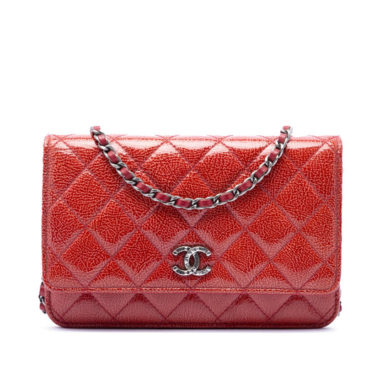 Chanel Paris Dallas CC Quilted Patent Goatskin Wallet on Chain