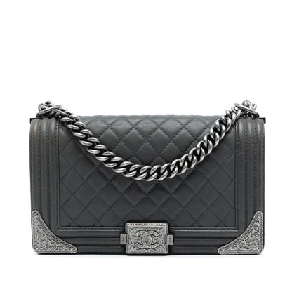 Chanel Paris Dallas Old Medium Quilted Calfskin Cowboy Boy Flap