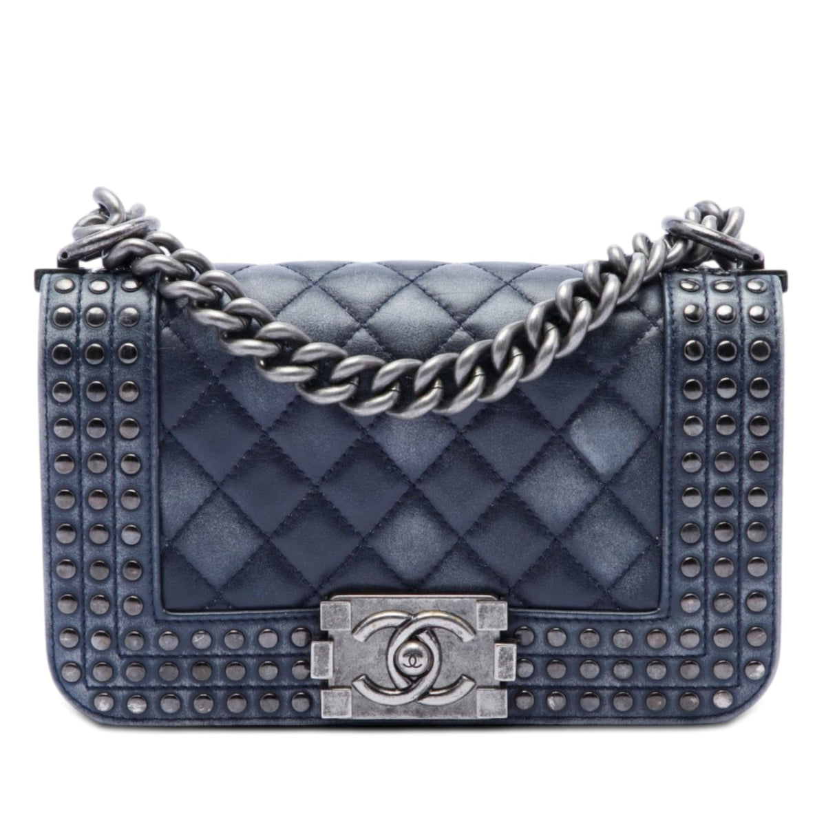 Chanel Paris Dallas Small Quilted Distressed Calfskin Studded Boy Flap