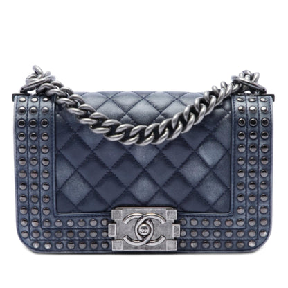 Chanel Paris Dallas Small Quilted Distressed Calfskin Studded Boy Flap