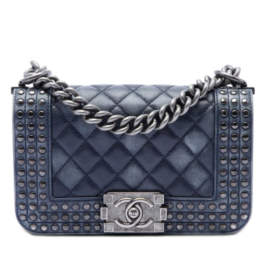 Chanel Paris Dallas Small Quilted Distressed Calfskin Studded Boy Flap