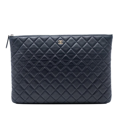 Chanel Paris Dubai Large CC Quilted Lambskin O Case Clutch