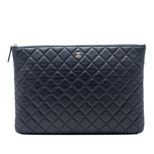 Chanel Paris Dubai Large CC Quilted Lambskin O Case Clutch