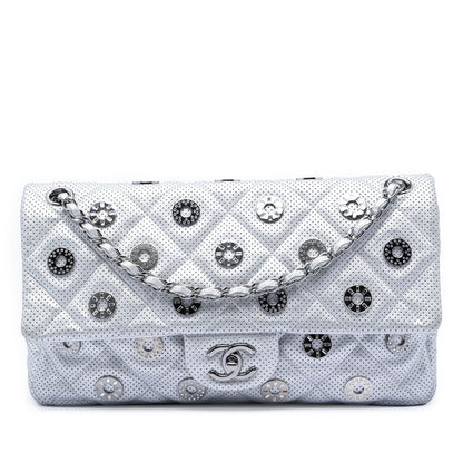 Chanel Paris Dubai Medium Perforated Metallic Lambskin Medals Flap