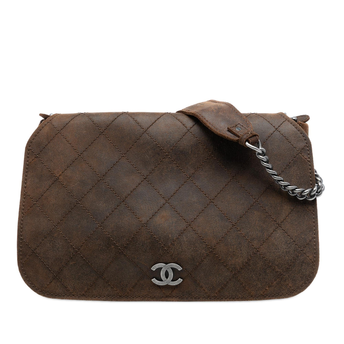 Chanel Paris Edinburgh Large Quilted Nubuck Highlander Messenger Bag