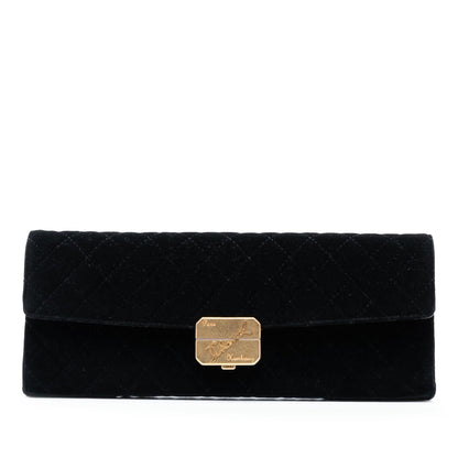 Chanel Paris Hamburg Quilted Velvet Clutch