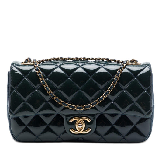 Chanel Paris Salzburg Medium Patent and Goatskin CC Eyelet Flap