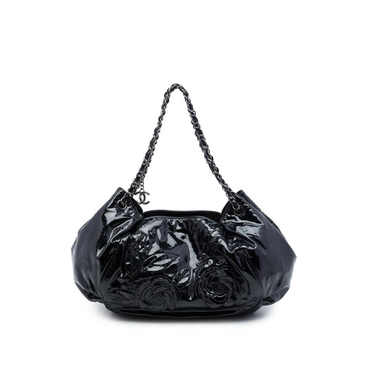 Chanel Patent Accordion Camellia Tote