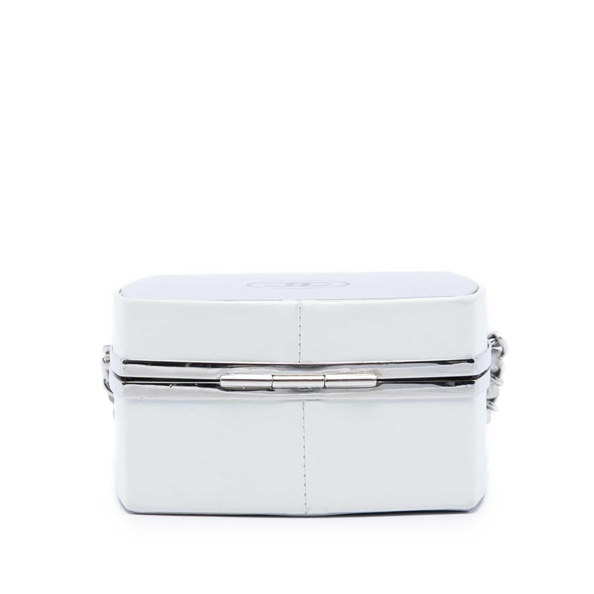 Chanel Patent Goatskin Make Up Box Clutch With Chain