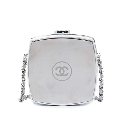 Chanel Patent Goatskin Make Up Box Clutch With Chain