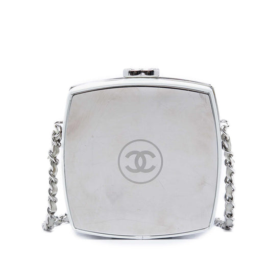 Chanel Patent Goatskin Make Up Box Clutch With Chain