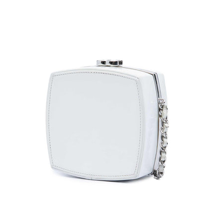 Chanel Patent Goatskin Make Up Box Clutch With Chain