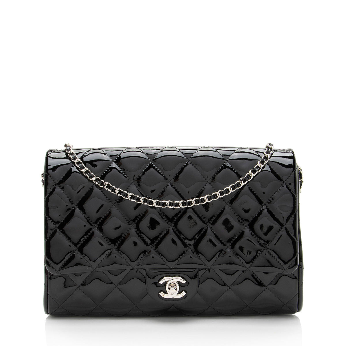 Chanel Patent Leather Classic Chain Flap Clutch
