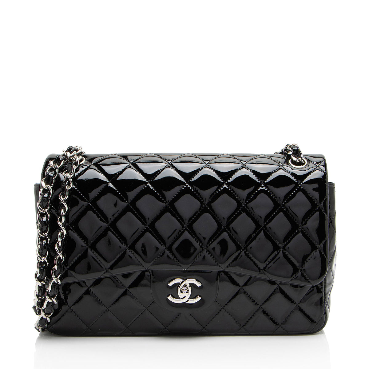 Chanel Patent Leather Classic Jumbo Double Flap Bag