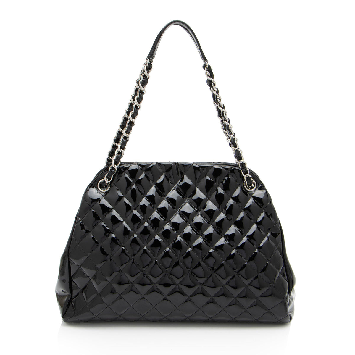 Chanel Patent Leather Just Mademoiselle Large Bowler Bag (SHF-ELuN7V)