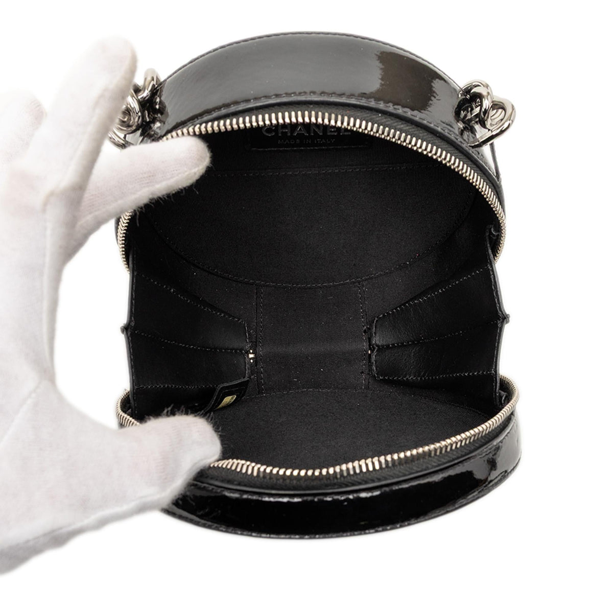 Chanel Patent Round As Earth Bag