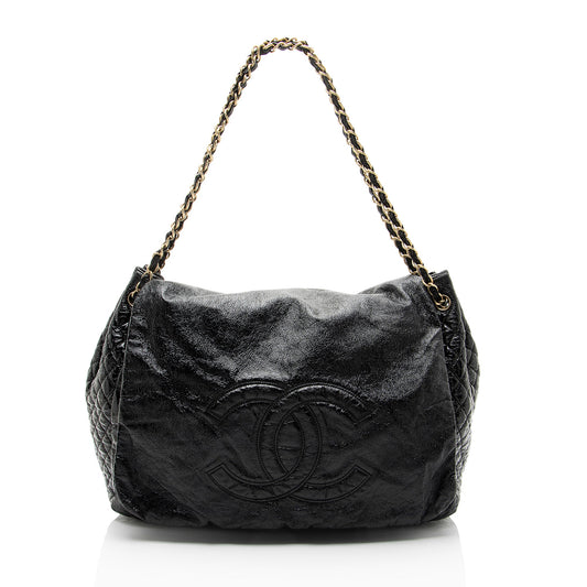 Chanel Patent Vinyl Rock and Chain Large Shoulder Bag