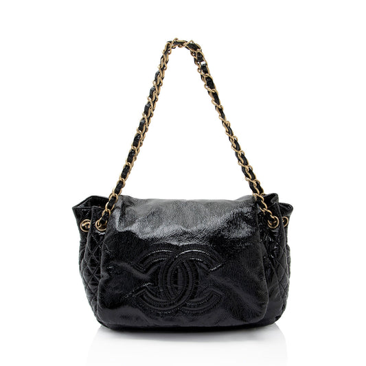 Chanel Patent Vinyl Rock and Chain Medium Shoulder Bag