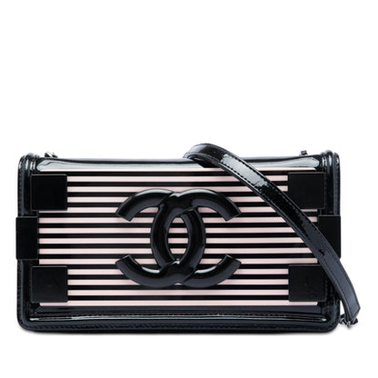 Chanel Patent and Acrylic Striped Boy Brick Horizontal Flap