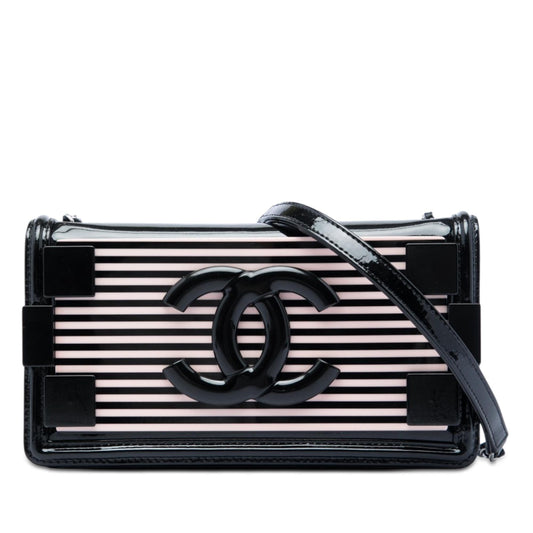Chanel Patent and Acrylic Striped Boy Brick Horizontal Flap