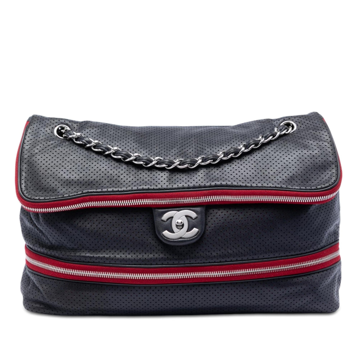 Chanel Perforated Calfskin Expandable Shoulder Bag