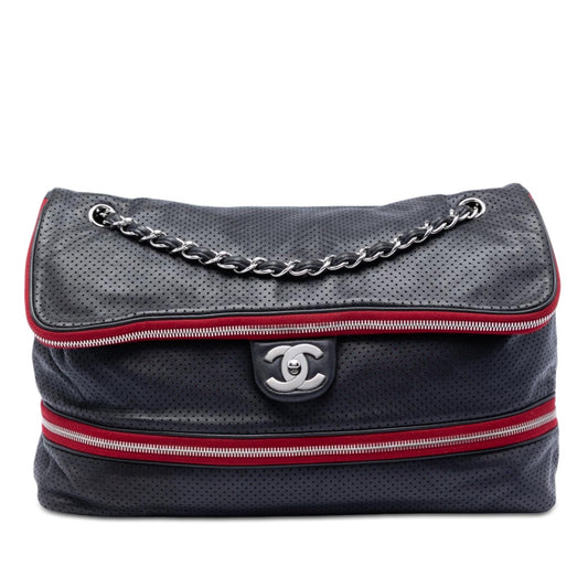 Chanel Perforated Calfskin Expandable Shoulder Bag