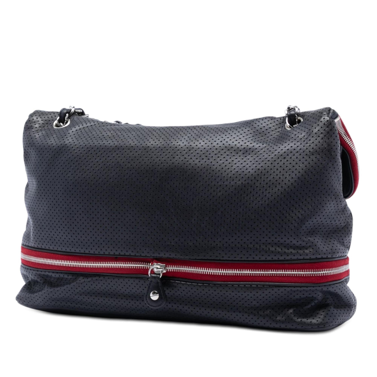 Chanel Perforated Calfskin Expandable Shoulder Bag