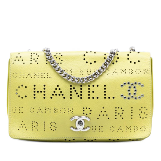 Chanel Perforated Calfskin Logo Eyelet Flap