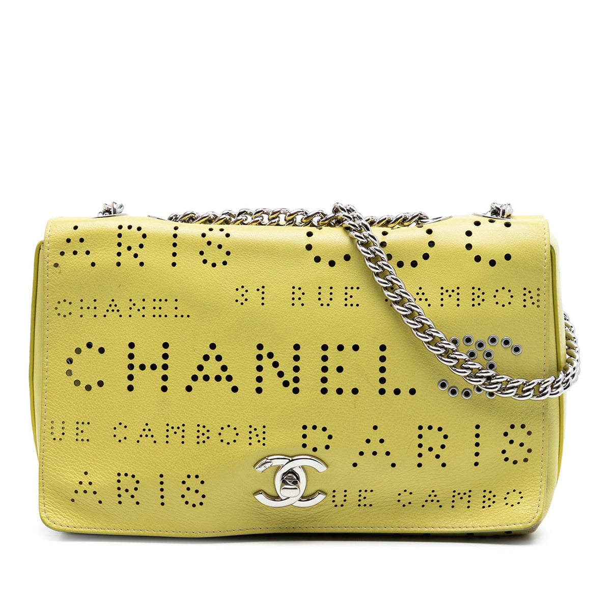 Chanel Perforated Calfskin Logo Eyelet Flap