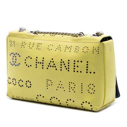 Chanel Perforated Calfskin Logo Eyelet Flap
