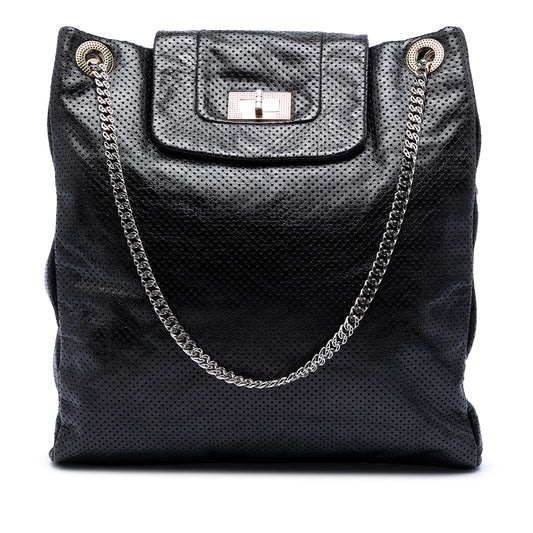 Chanel Perforated Crackled Metallic Calfskin Drill Tote