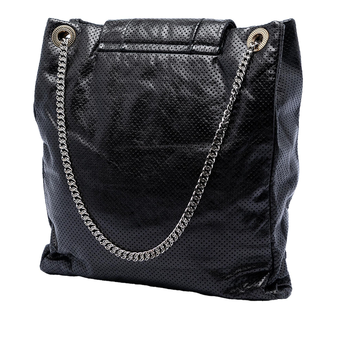 Chanel Perforated Crackled Metallic Calfskin Drill Tote