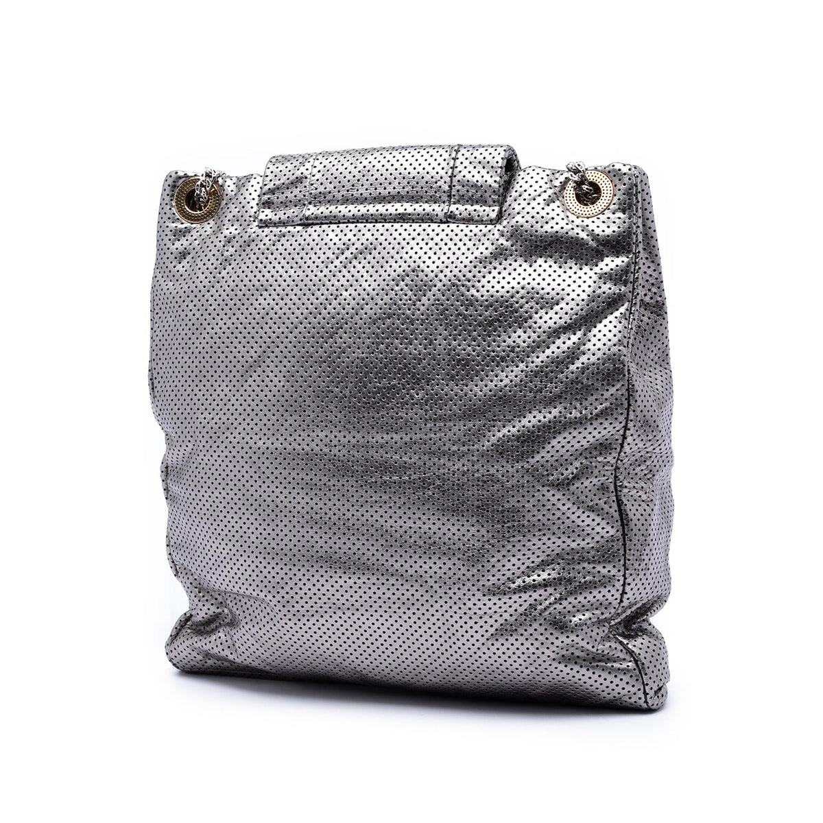 Chanel Perforated Crackled Metallic Calfskin Drill Tote
