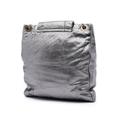 Chanel Perforated Crackled Metallic Calfskin Drill Tote