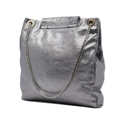 Chanel Perforated Crackled Metallic Calfskin Drill Tote