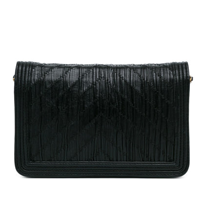 Chanel Pleated Crumpled Chevron Le Boy Wallet On Chain