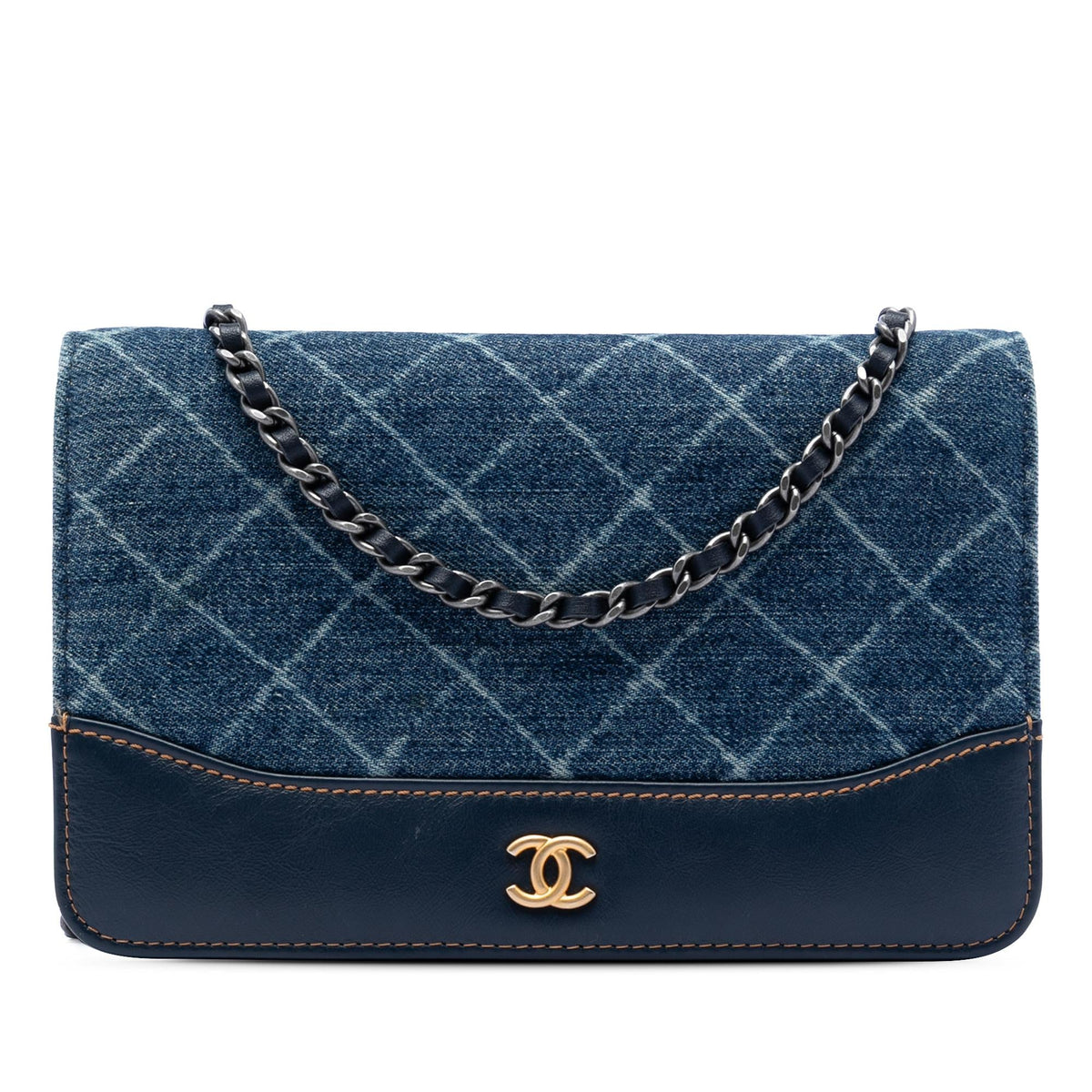 Chanel Printed Denim and Calfskin Gabrielle Wallet On Chain