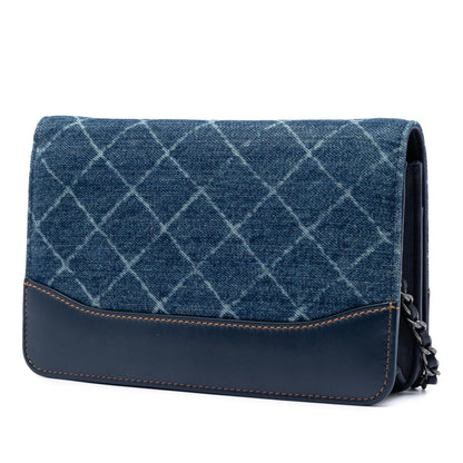 Chanel Printed Denim and Calfskin Gabrielle Wallet On Chain