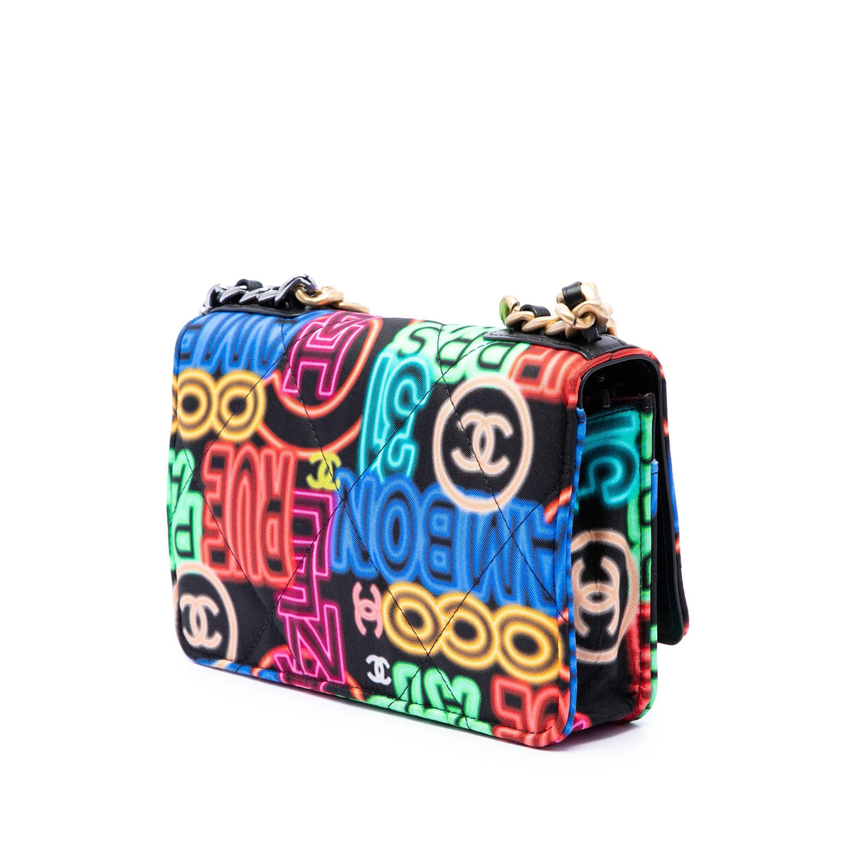 Chanel Printed Nylon Graffiti 19 Wallet on Chain