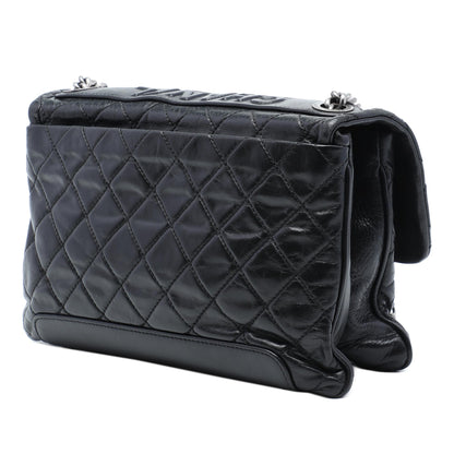 Chanel Quilted Aged Calfskin Logo Accordion Flap