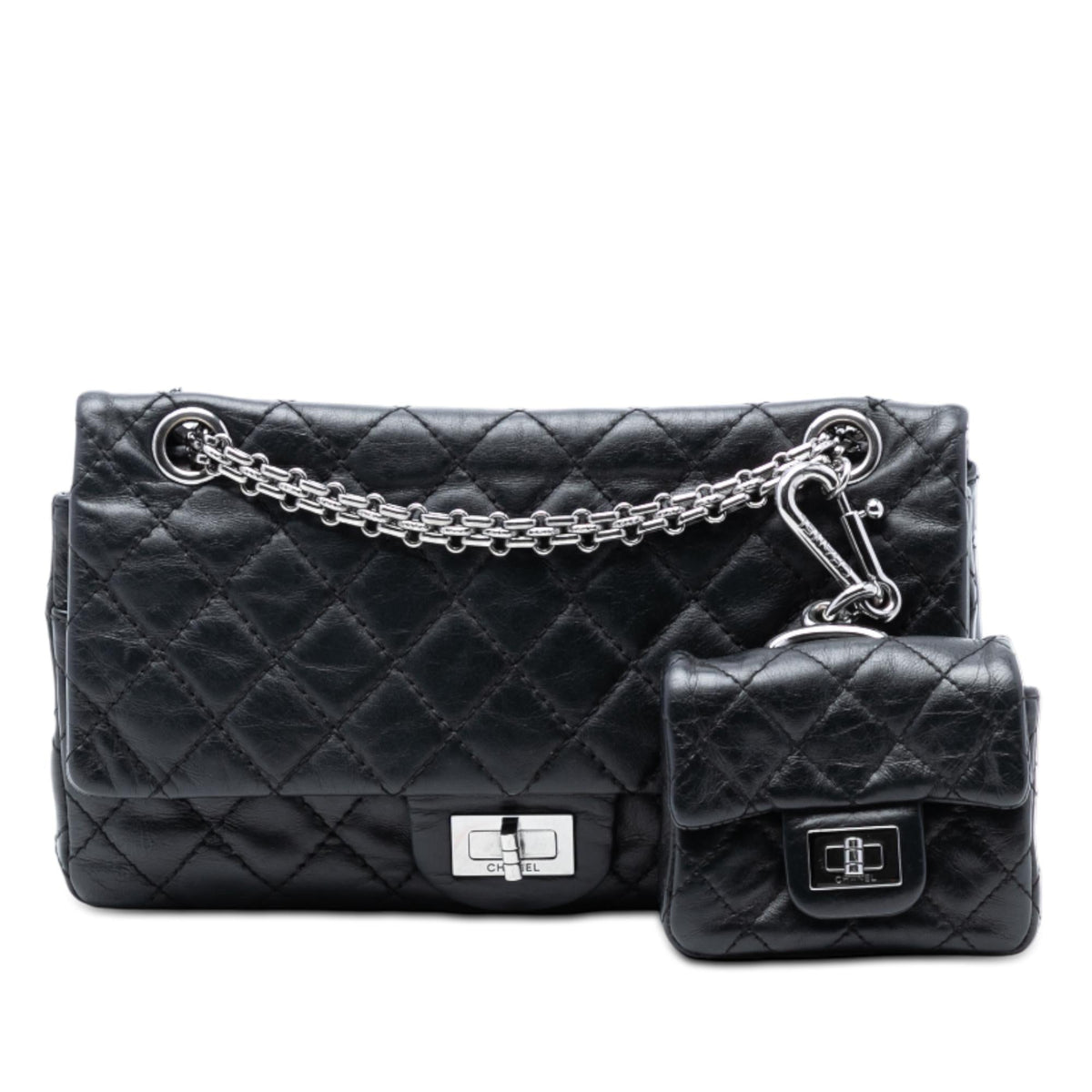 Chanel Quilted Aged Calfskin Reissue 2.55 Double Flap 225 with Mini Pouch